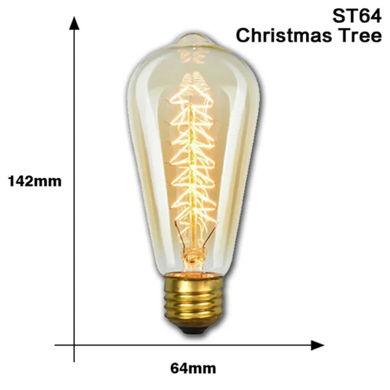 Retro Edison Light Bulb E27 40W 220V A60 ST64 G80 G95 T45 Incandescent Bulb Ampoule Vintage Edison Lamp Filament For Home Decor