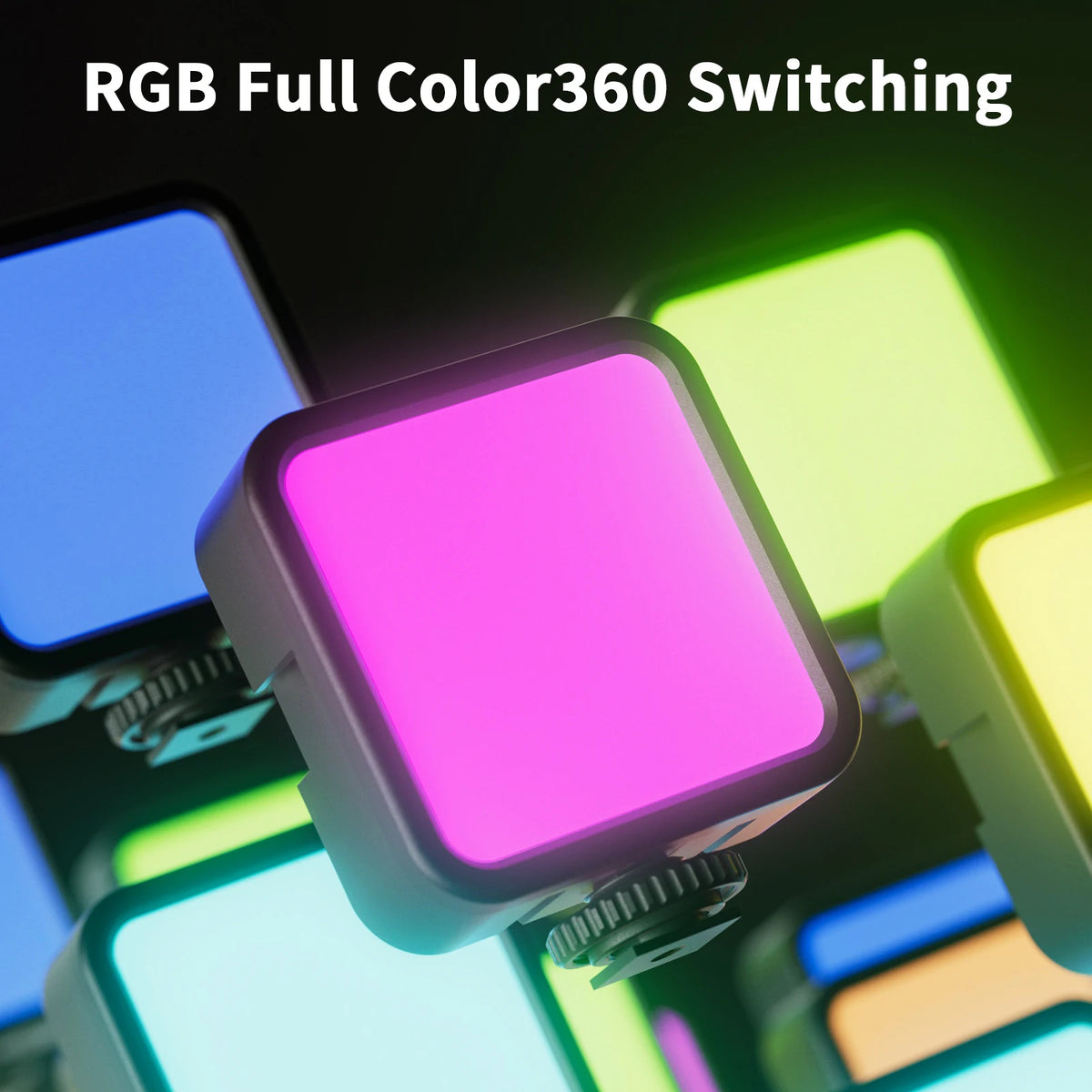 RGB LED Video Light for Camera, 360° Full Color Fill Light with Remote Control, Rechargeable Portable RGB Panel for Photography,