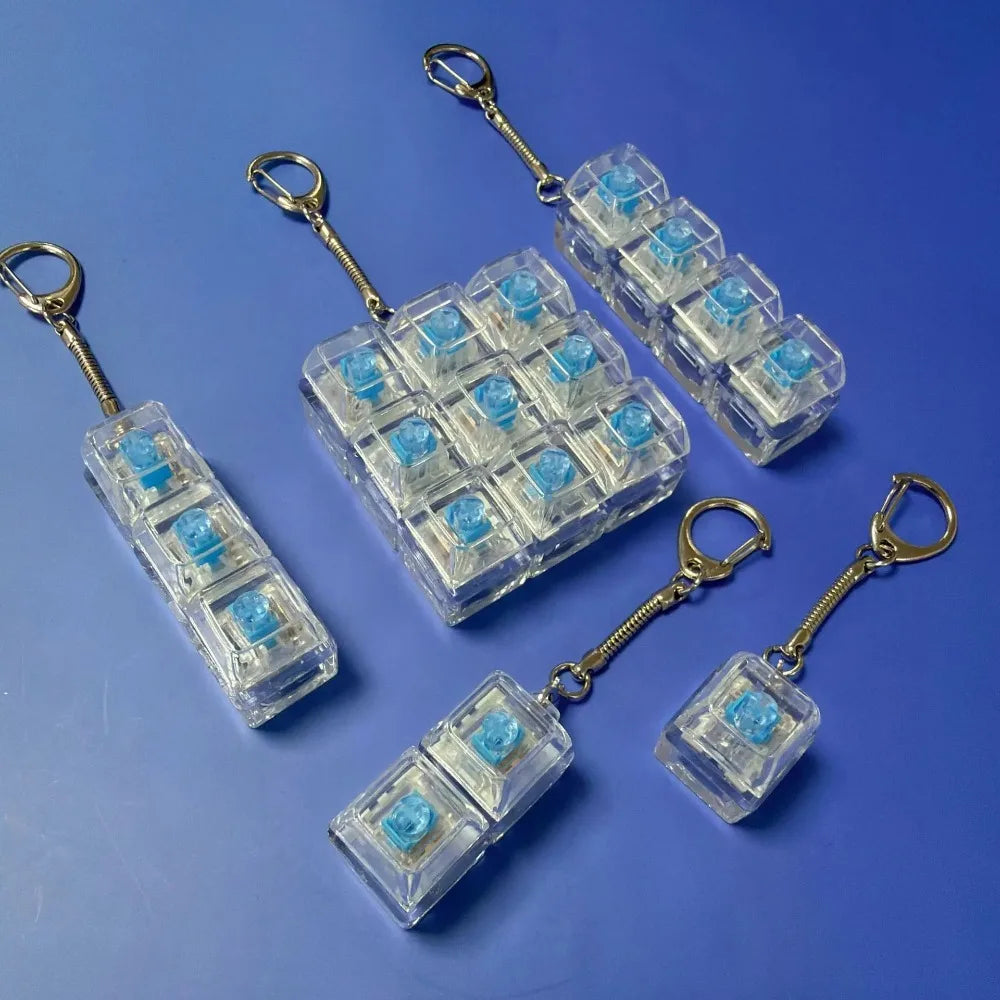 New 3/4/9 Keys Finger Keyboard Keycap Stress Relief Fidget Keychain Pass The Time Key Button Pinch Toy Adult