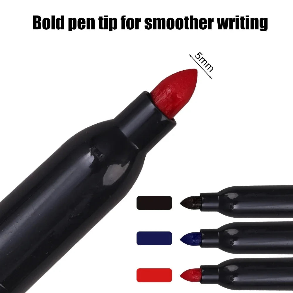 6 PCS Permanent Marker Pen Manga Drawing Markers Black Blue Red Waterproof Ink Sketch Pens Stationery Art School Supplies