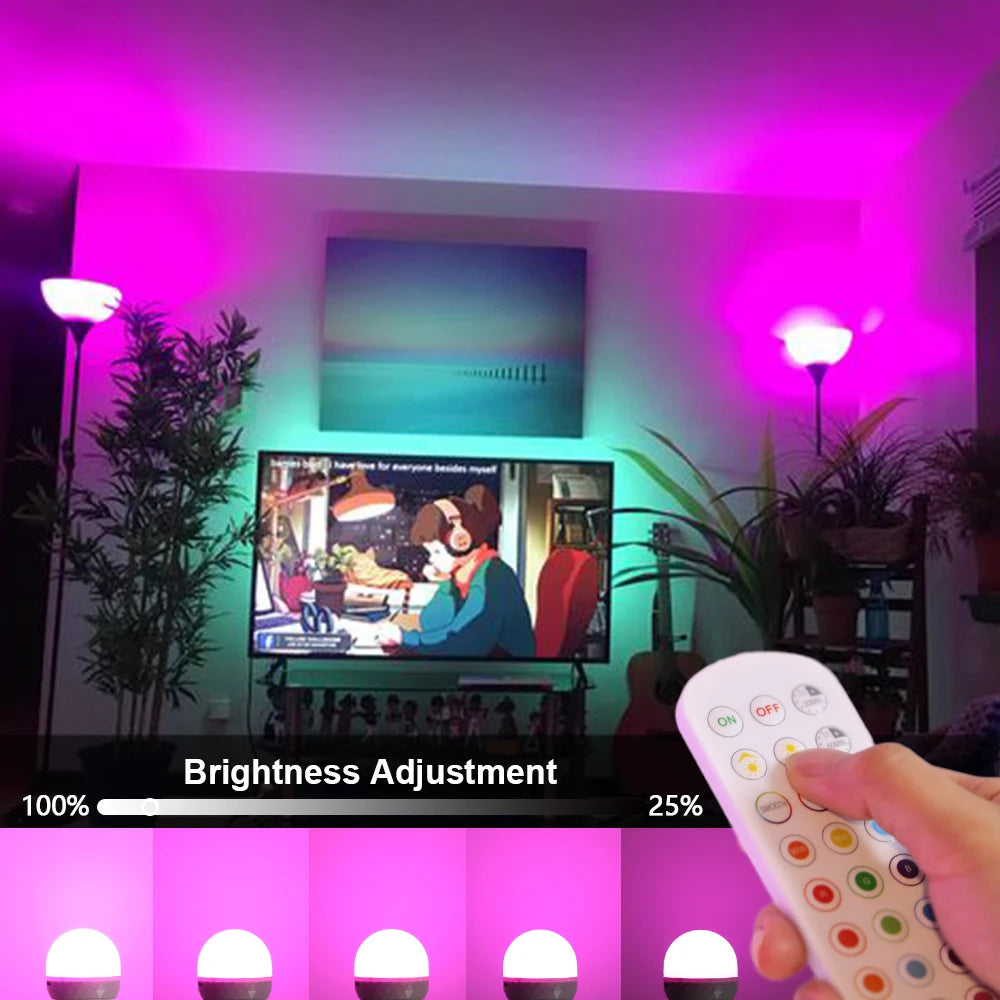 RGB LED Light Bulb USB 5V Charging Smart Remote Control Dimmable For Bedroom Bedside Living Room Bar LED Lighting Fixtures