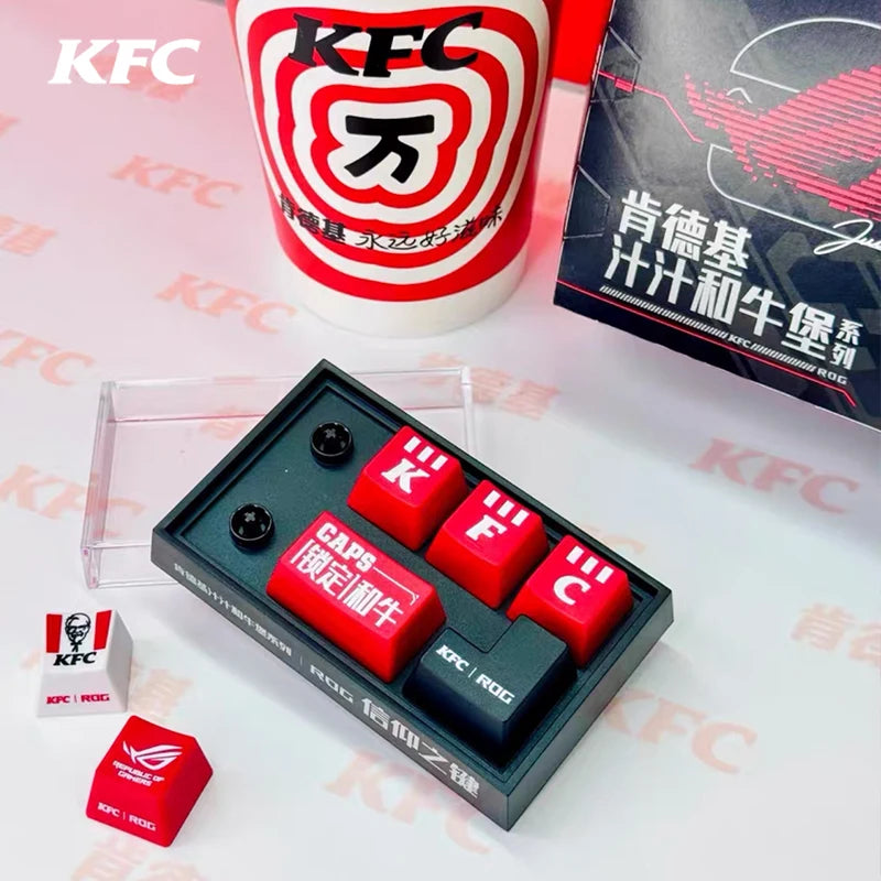 Kfc Keycap Mechanical Keyboard Rog Collaboration Diy Model Anime Cartoon Peripheral Toy Set Collection Ornaments Fans Gifts