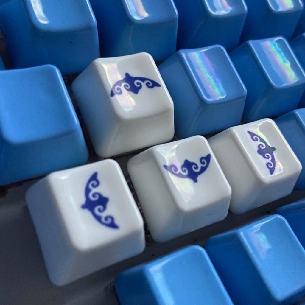 Nezha Wind Fire Wheels Ceramic Keycap Set WASD 4 Keys Custom Keycaps for Mechanical Keyboard Caps Smooth Glaze Key Caps PC Gifts