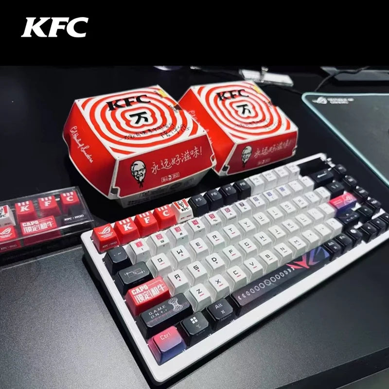 Kfc Keycap Mechanical Keyboard Rog Collaboration Diy Model Anime Cartoon Peripheral Toy Set Collection Ornaments Fans Gifts