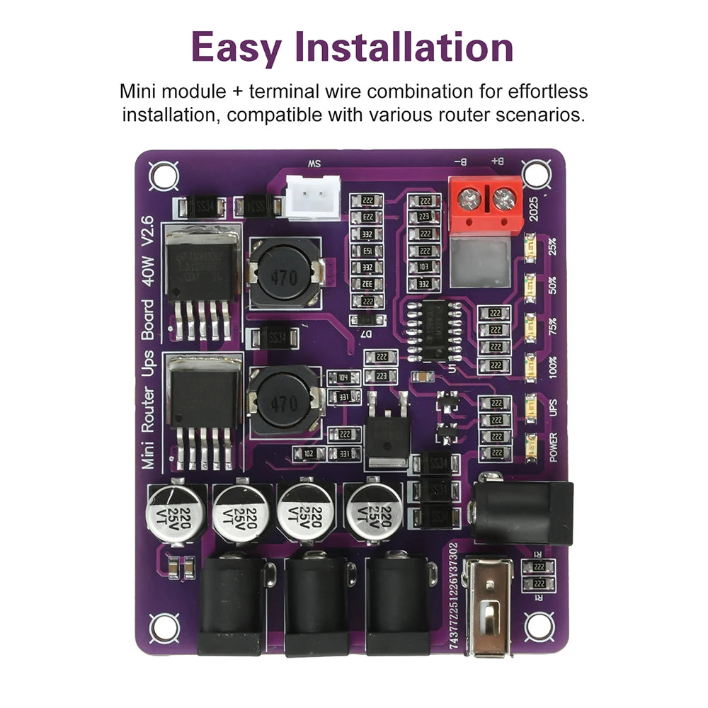40W Mini Router UPS Board 5V 9V 12V 4-Channel Output Battery Charging Board For Router Uninterruptible Power Supply