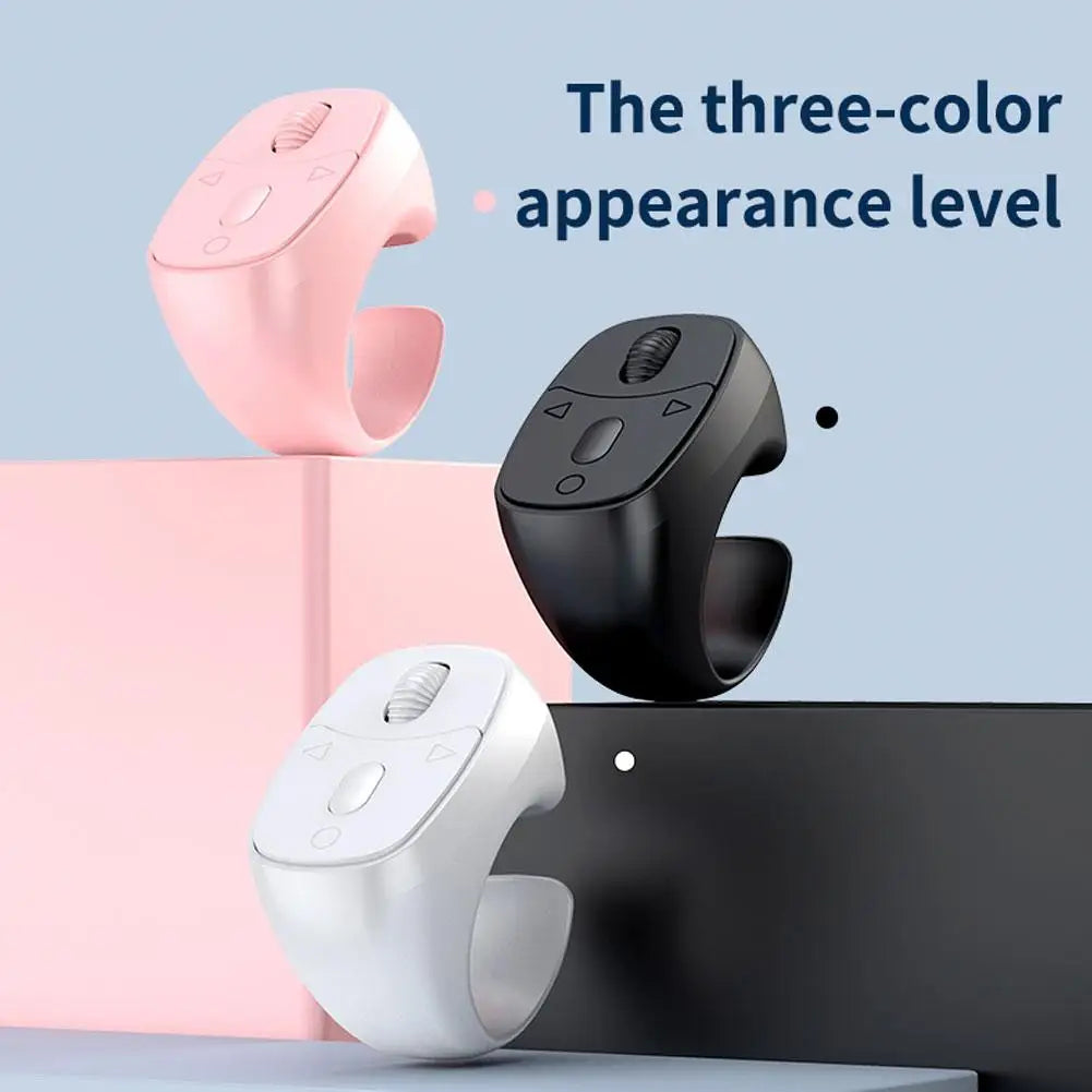 Mini Wireless Bluetooth Page Turner, Fingertip Ring Remote Control for iPhone Android iPad Kindle,USB Rechargeable Scrolling