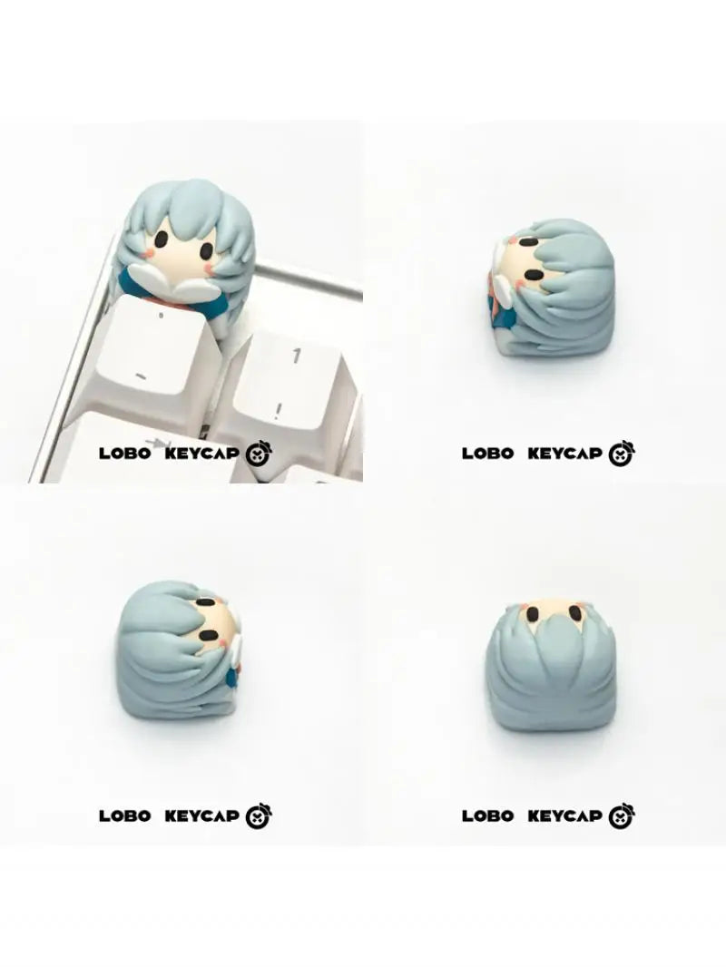 Evangelion Keycap Anime Kawaii Girl Q Version Asuka Resin Keycaps Cartoon Toy Ayanami Rei Personalized Keycaps Decorate Gift