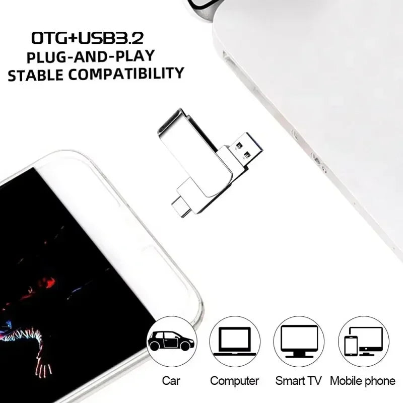 DIXSG For Xiaomi 16TB Flash Drives USB 3.2  U Disk 2TB High Speed Metal Pendrive WaterProof Type-C Memoria USB Stick USB Drives