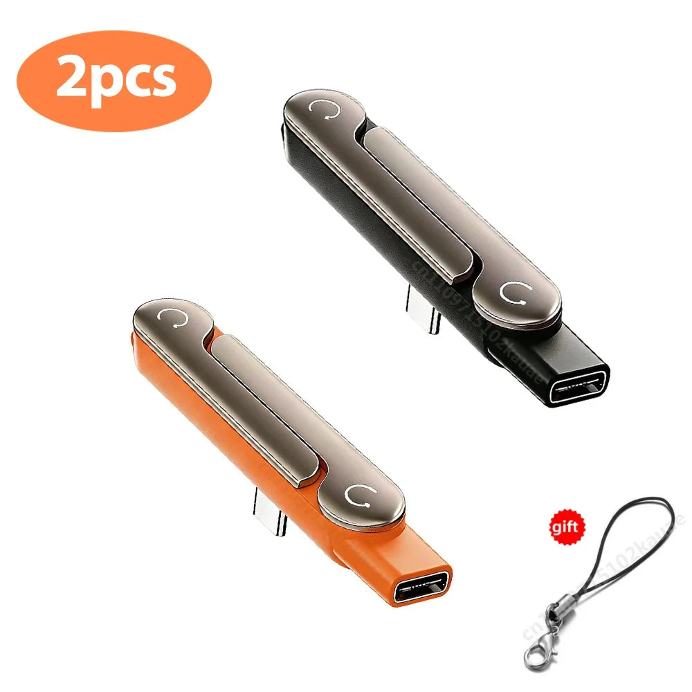 1/2/3PCS Type C Phone Charging Bracket Adapter 240W Fast Charging OTG Type-C Male to USB-C Female Converter With Foldable Holder