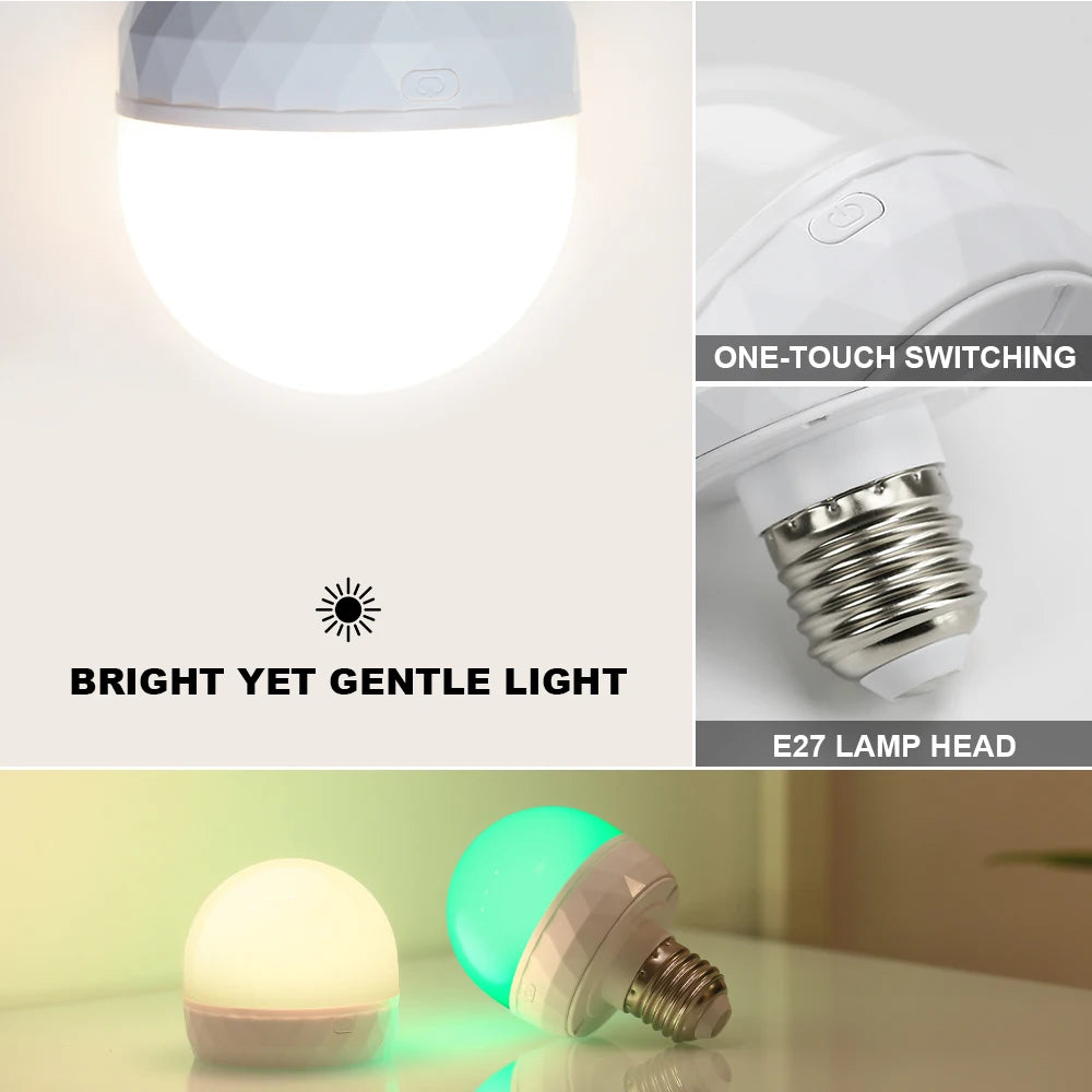 RGB LED Light Bulb USB 5V Charging Smart Remote Control Dimmable For Bedroom Bedside Living Room Bar LED Lighting Fixtures