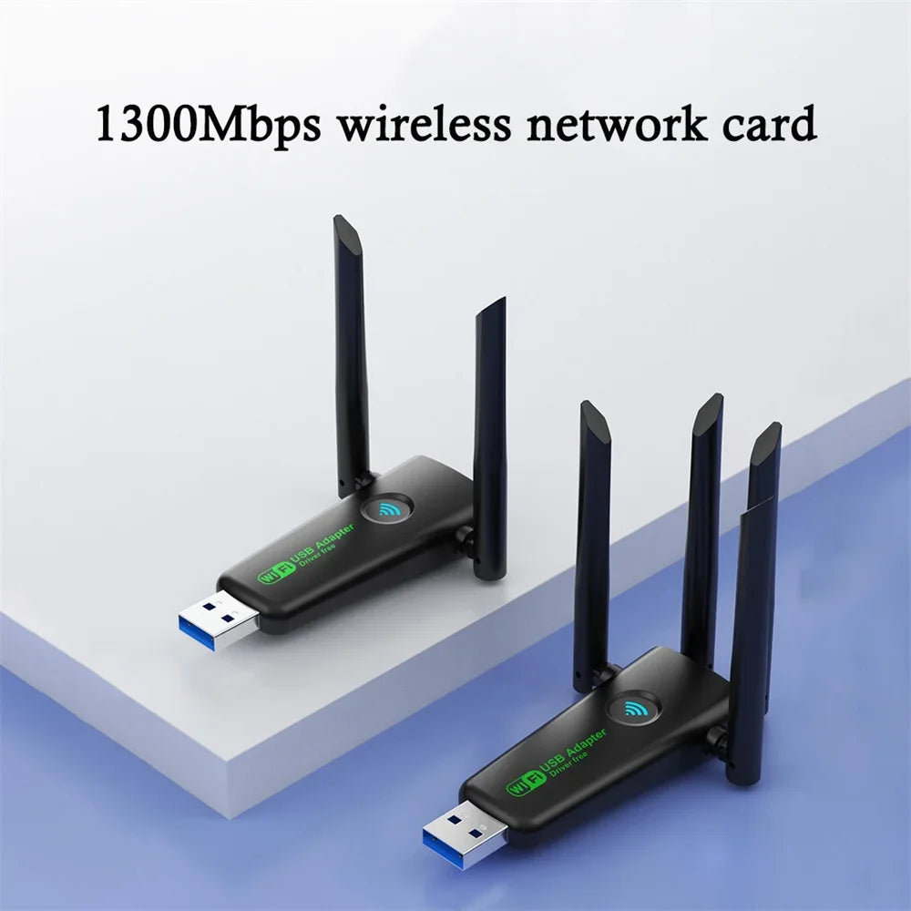1300Mbps WiFi USB Adapter Dual Band 2.4G/5Ghz Wi-Fi Dongle USB3.0 High-Speed 802.11AC 4-Antennas Wireless Receiver Driver Free