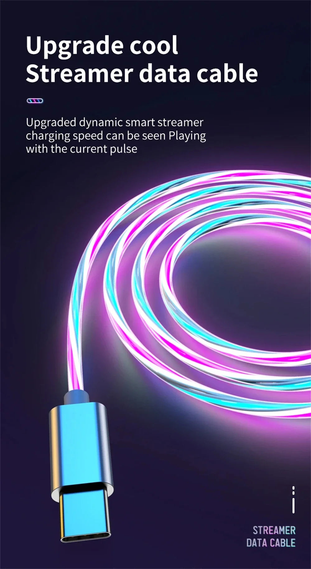 Glowing LED Light USB 3 IN 1 cable Phone Fast Charging Charger Luminous Type C Cable For Xiaomi iPhone Phone Accessories