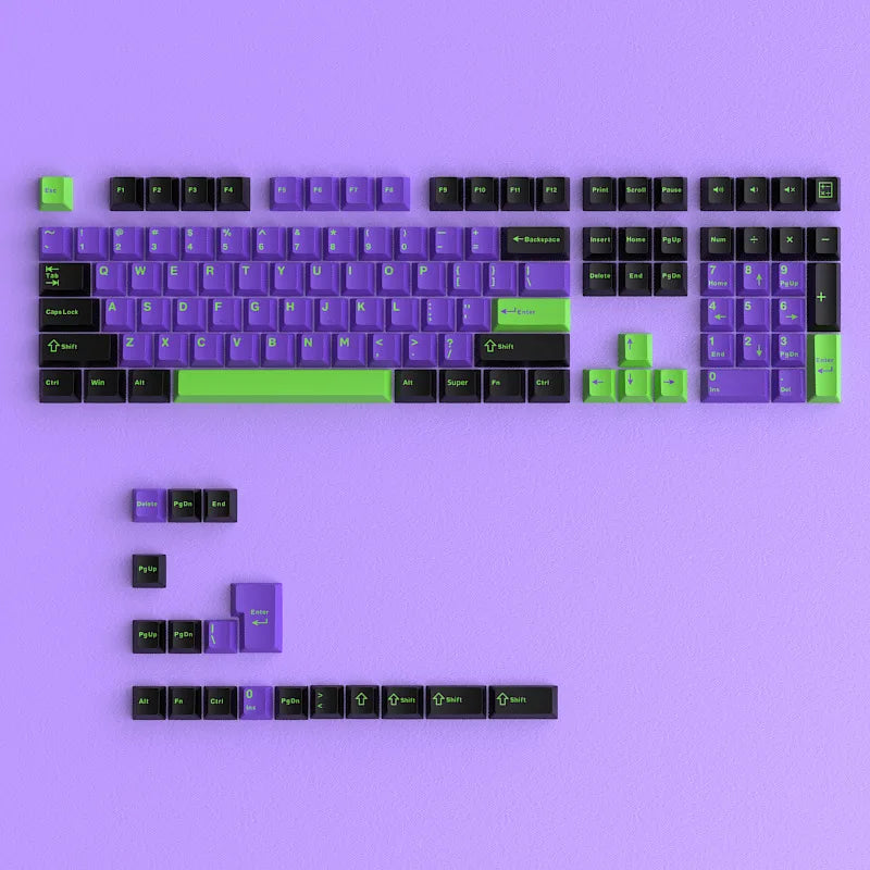 KUXM Unit-01 Inner Purple PBT Keycaps 126 Keys Full Set OEM Profile Mechanical Keyboard