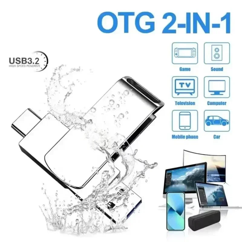 DIXSG For Xiaomi 16TB Flash Drives USB 3.2  U Disk 2TB High Speed Metal Pendrive WaterProof Type-C Memoria USB Stick USB Drives