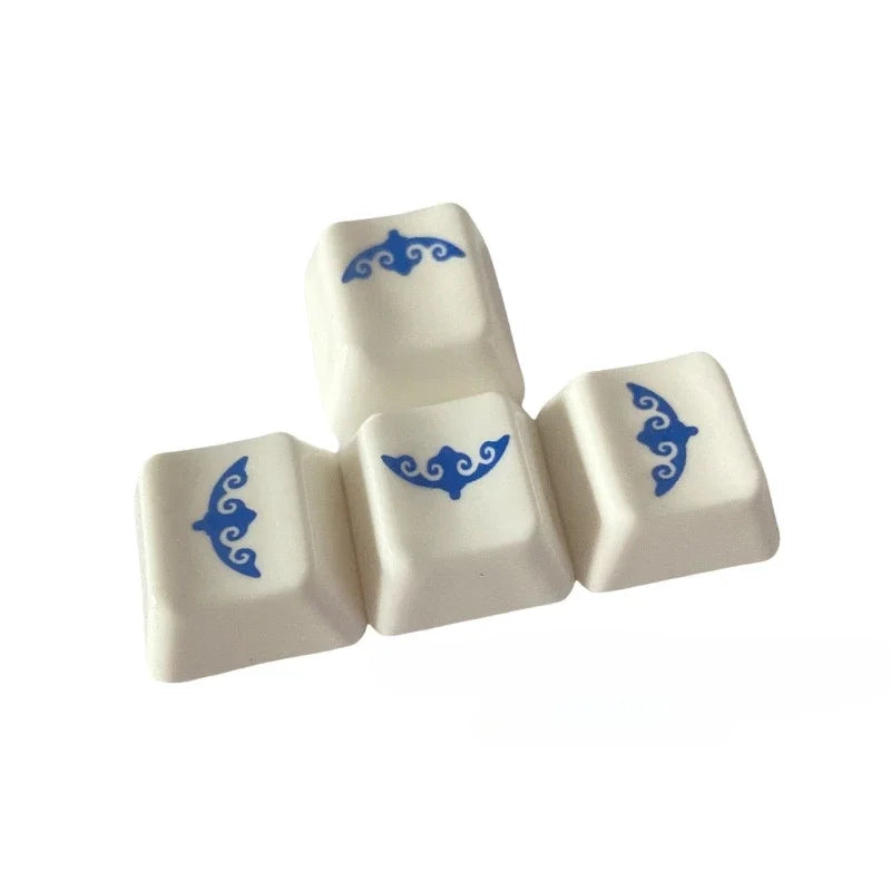 Nezha Wind Fire Wheels Ceramic Keycap Set WASD 4 Keys Custom Keycaps for Mechanical Keyboard Caps Smooth Glaze Key Caps PC Gifts